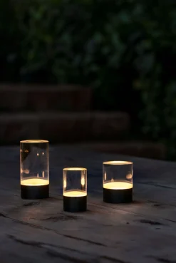 Discount Genopladeligt Glaslys LED Ø4,5xH8 cm, Klar Stearinlys|Led Stearinlys