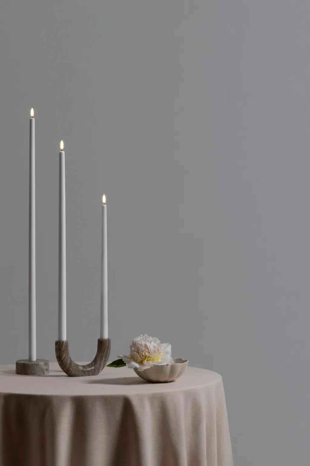 Hot Kronelys LED ?2,3xH40 cm, Nordic White Stearinlys|Led Stearinlys