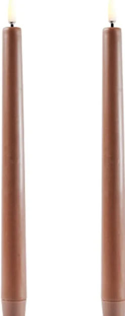 Online Kronelys LED 2 stk. 25 cm, Caramel Stearinlys|Led Stearinlys