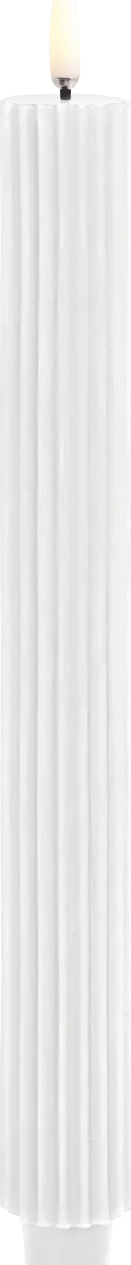 Clearance Kronelys m. Riller LED 2 stk. Ø3,2xH25,5 cm, Stearinlys|Led Stearinlys