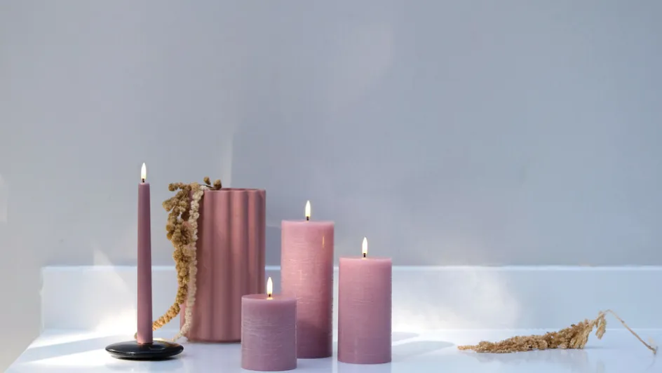 Best Uyuni Lighting Bloklys LED Ø7,8xH20 cm, Dusty Rose/rustik