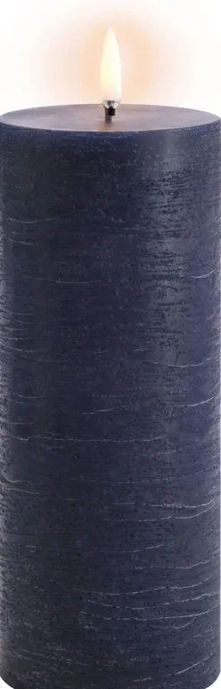 Discount Uyuni Lighting Bloklys LED Ø7,8xH20 cm, Dark Blue/Rustik
