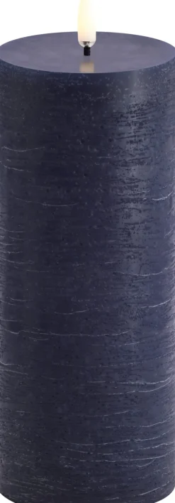 Discount Uyuni Lighting Bloklys LED Ø7,8xH20 cm, Dark Blue/Rustik