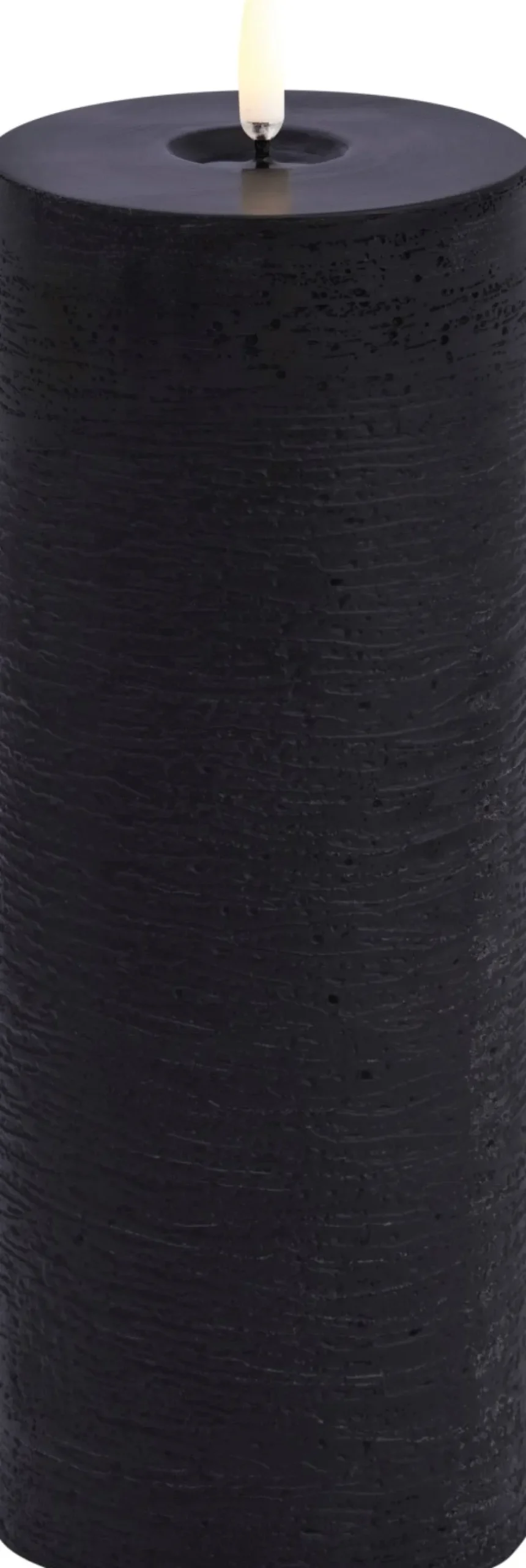 Online Uyuni Lighting Bloklys m. Smelteeffekt LED ?7,8xH20 cm, Forest Black/rustik