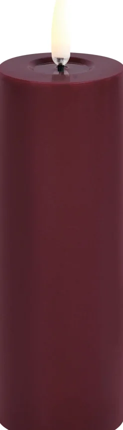 Discount Uyuni Lighting Bloklys m. Smelteeffekt LED Ø5xH14,5 cm, Wine Red