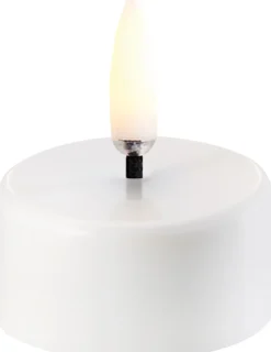 Online Uyuni Lighting Fyrfadslys 400 LED m. Batteri Ø3,9xH2,1 cm, Hvid Plastik