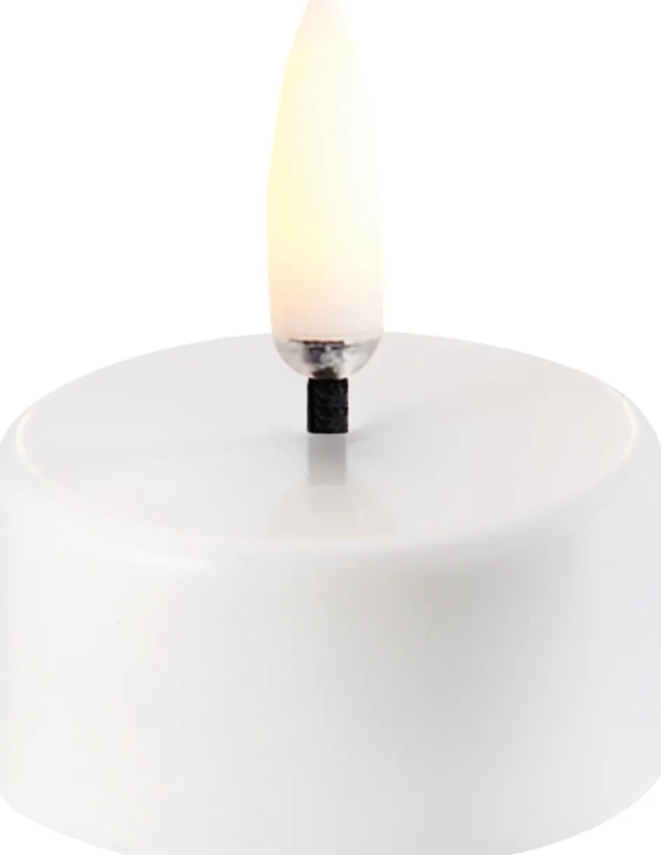 Online Uyuni Lighting Fyrfadslys 400 LED m. Batteri Ø3,9xH2,1 cm, Hvid Plastik