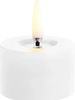Outlet Uyuni Lighting Fyrfadslys m. Smelteeffekt LED Ø5xH2,8 cm, Nordic White/rustik
