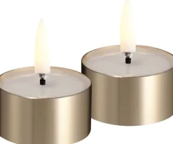 Clearance Uyuni Lighting Fyrfadslys m. Smelteeffekt LED 2 stk. ?4,1xH2,3 cm, Messingfinish