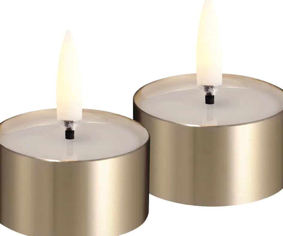 Clearance Uyuni Lighting Fyrfadslys m. Smelteeffekt LED 2 stk. ?4,1xH2,3 cm, Messingfinish