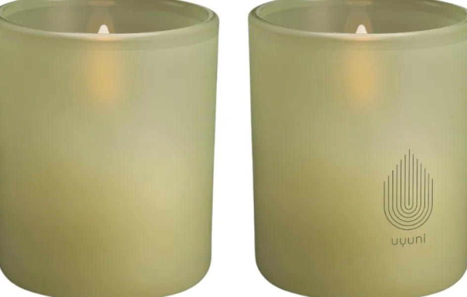 New Uyuni Lighting Glaslys LED 2 stk. ?6xH7 cm, Light Green Leaf