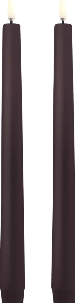 Outlet Uyuni Lighting Kronelys LED 2 stk. ?2,3xH25 cm, Dusty Mulberry