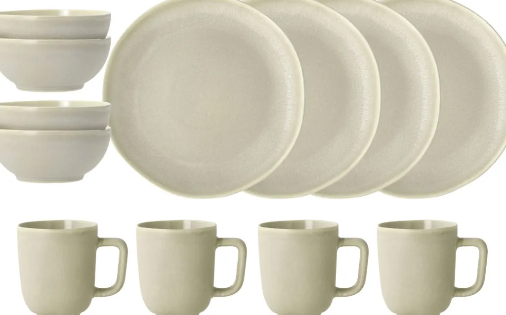 Clearance Shoku Brunchsæt 12 Dele, Soft Beige Tallerkensæt