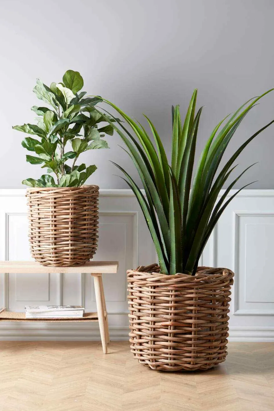 Hot Villa Collection Vida Planteskjuler 2 stk, Naturrattan