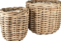Hot Villa Collection Vida Planteskjuler 2 stk, Naturrattan