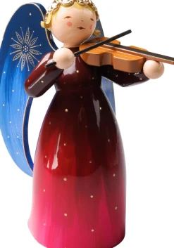 Clearance Wendt & Kühn Richly Painted Angel, Engel m. Violin Stor, Rød