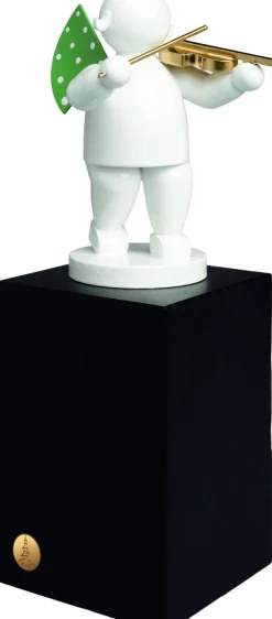 Wendt & Kühn Træfigurer Og Figurer > White Timbre Engel m. Violin På Sokkel, Hvid