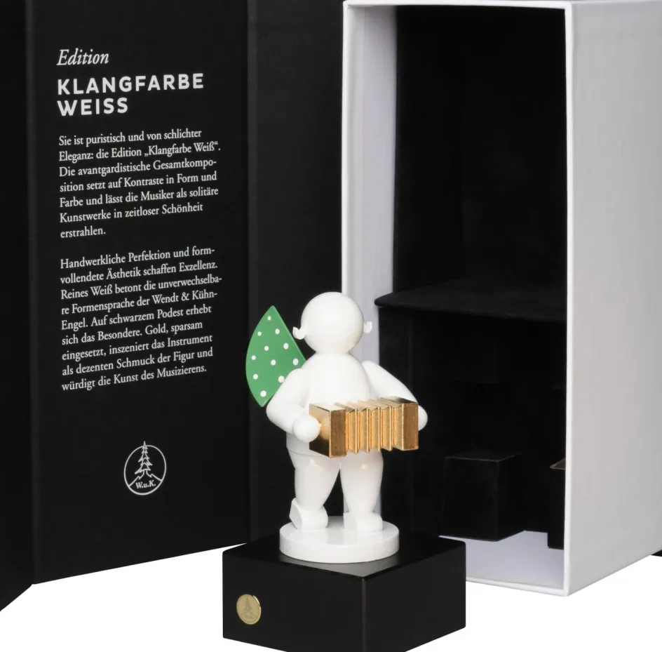 Discount Wendt & Kühn White Timbre Engel m. Bandoneon På Sokkel S, Hvid