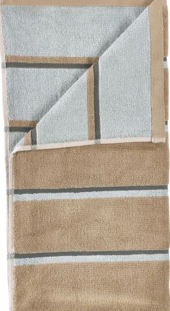 Online Zone Denmark Sauna Badehåndklæde 70x140 cm, Camel/Ice Blue/Olive Green
