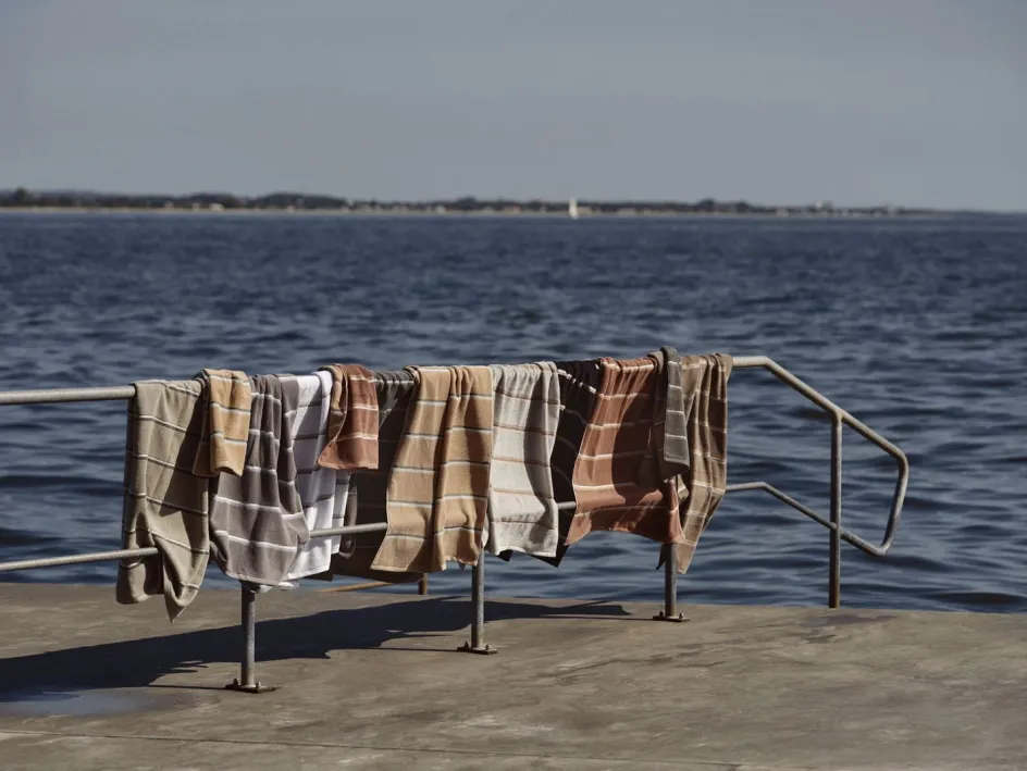 Outlet Zone Denmark Sauna Badehåndklæde 70x140 cm, Hvid/Soft Grey/Eucalyptus