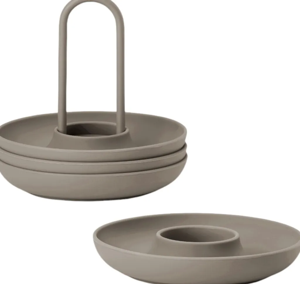 Zone Denmark Spisestue|Æggebægere > Singles Æggebæger m. Holder 4 stk. H9,5 cm, Taupe