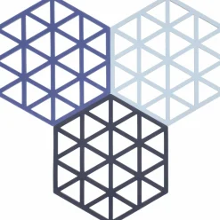 Online Zone Denmark Triangles Bordskåner 3 stk. 16x14 cm, Midnight/Indigo/Blue