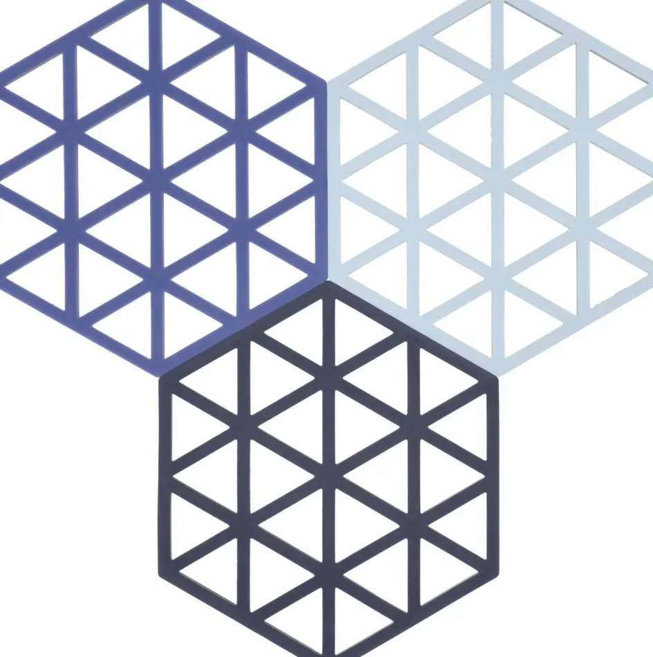 Online Zone Denmark Triangles Bordskåner 3 stk. 16x14 cm, Midnight/Indigo/Blue