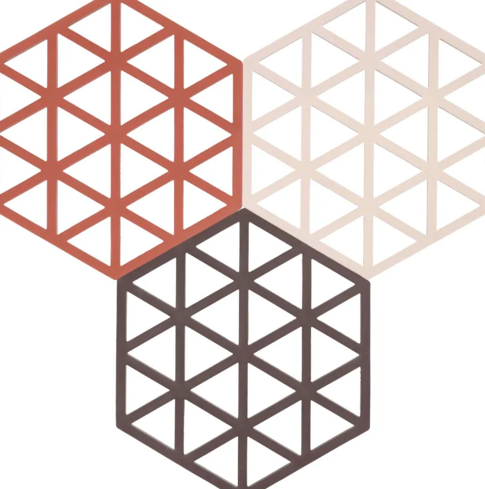 Zone Denmark Triangles Bordskåner 3 stk. 16x14 cm, Burned Red/Rose/Kalamata
